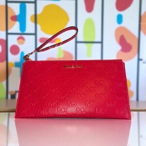 Michael Kors Jet Set Vibrant Deep Pink Wristlet Clutch NWT